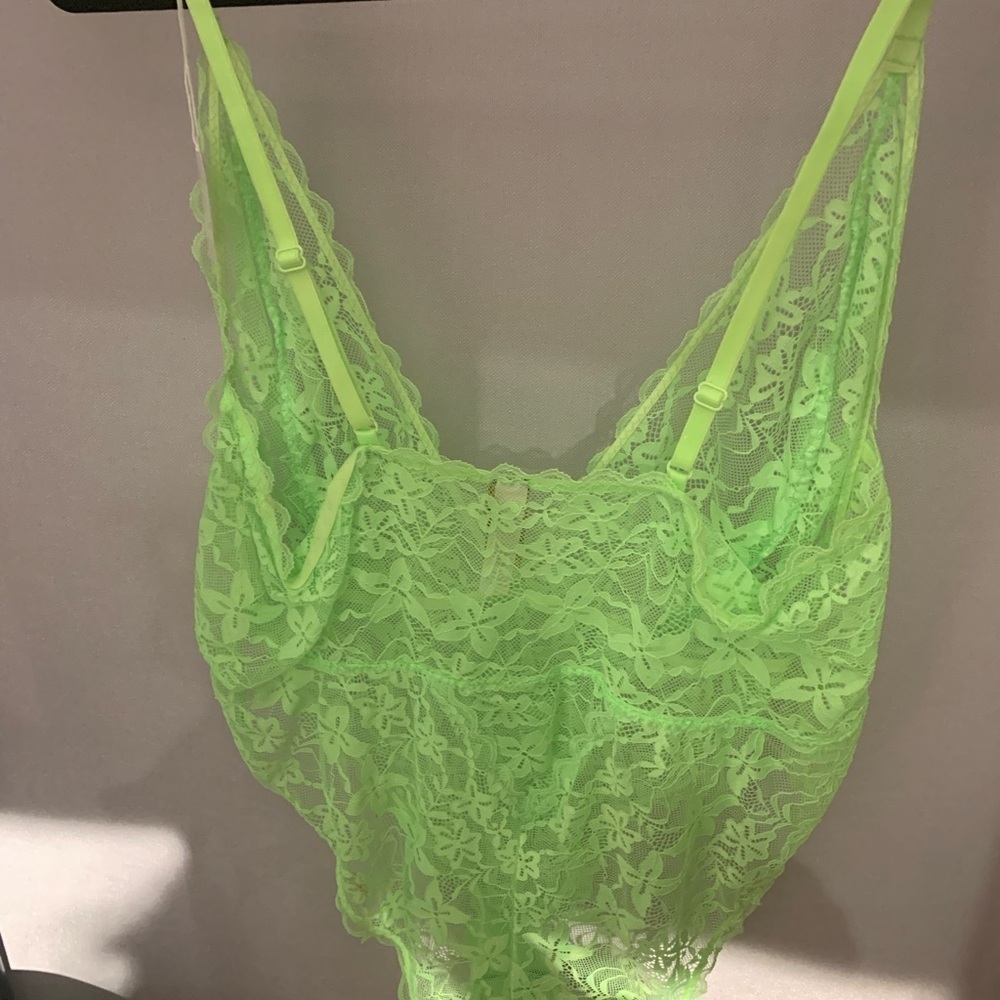 Lace Neon Green Bodysuit - Picture 2 of 3